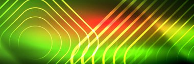 Parlak neon parlayan tekno çizgiler, kare şekilli ileri teknoloji soyut arka plan şablonu