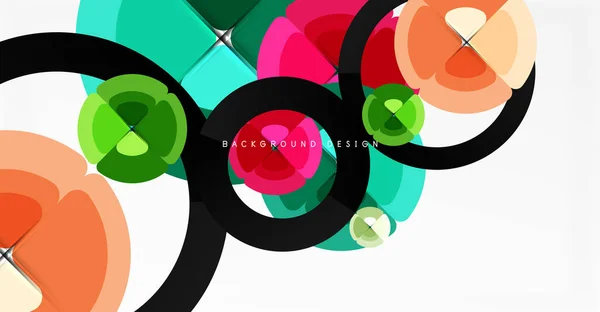 Fundal abstract, cercuri de culori la modă compoziție geometrică. Ilustrație vectorială Pentru Tapet, Banner, Fundal, Card, Ilustrație de carte, pagina de destinație — Vector de stoc