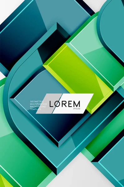 Glanzende glazen vierkanten met ronde elementen geometrische samenstelling. Abstracte geometrische achtergrond met 3D-effect compositie Voor Wallpaper, Banner, Achtergrond, Kaart, Boek Illustratie, landing page — Stockvector