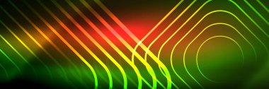 Parlak neon parlayan tekno çizgiler, kare şekilli ileri teknoloji soyut arka plan şablonu
