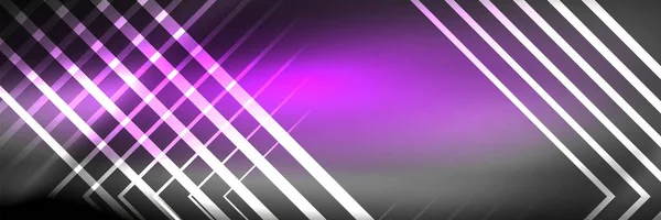 Glänsande neon glödande techno linjer, högteknologiska futuristiska abstrakt bakgrund mall med fyrkantiga former — Stock vektor