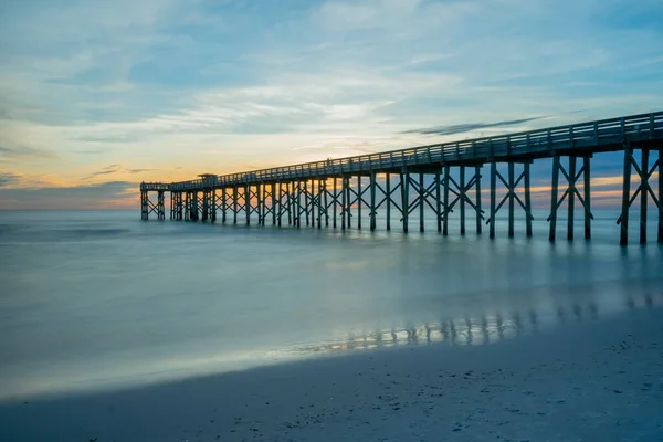 Solnedgång Över Fiskepiren Och Mexikanska Golfen Panama City Beach Florida — Stockfoto