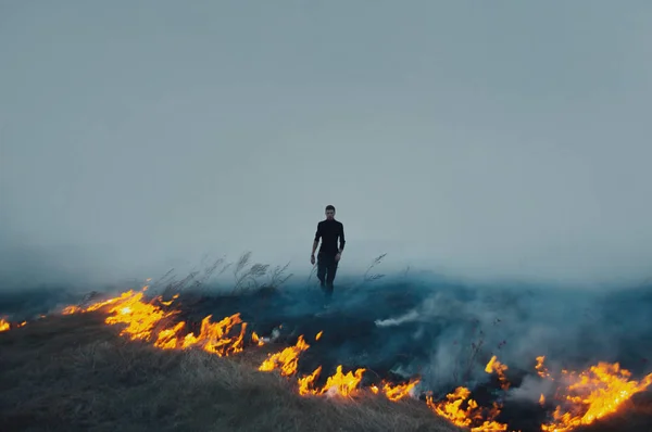 Field burning man