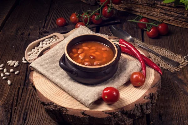 Beans Piquant Tomato Sauce — Stock Photo, Image
