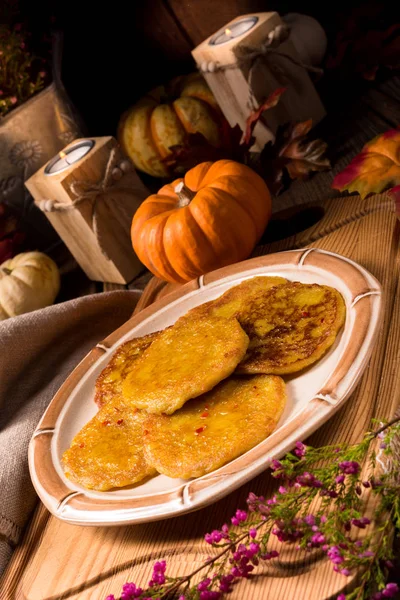 Potato Pancakes Pumpkin Puree — Stock Photo, Image