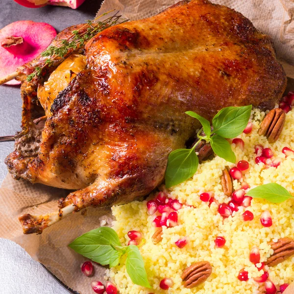 Duck with millet and pomegranate — Stock Photo, Image