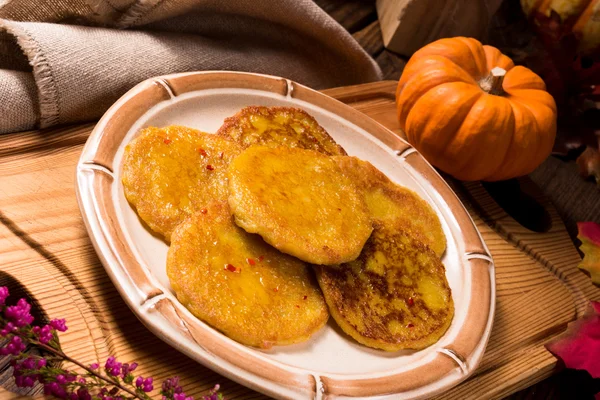 Potato pancakes with pumpkin puree — Stock Photo, Image