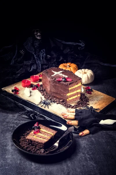 Halloween cake coffin — Stock fotografie