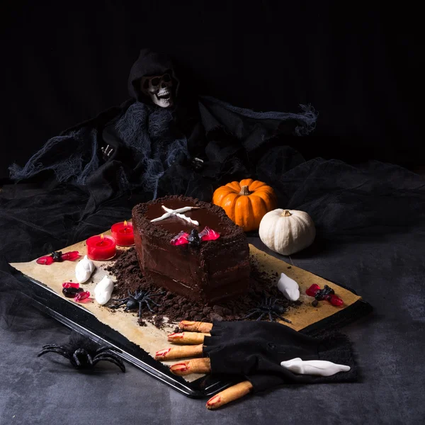 Halloween biscuit fingers and cake