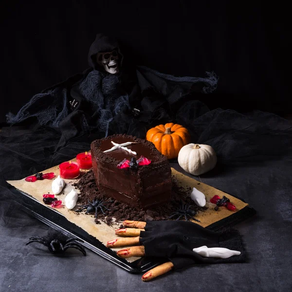 Biscoito de Halloween dedos e bolo Fotos De Bancos De Imagens