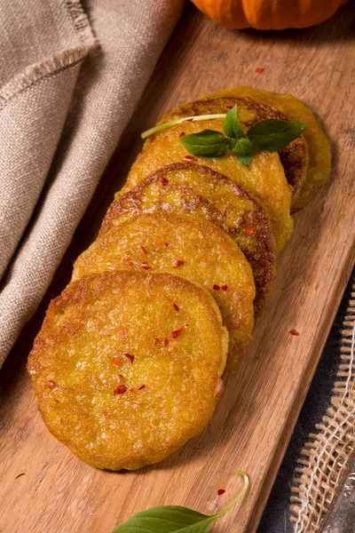 Potato pancakes with pumpkin puree — Stock Photo, Image