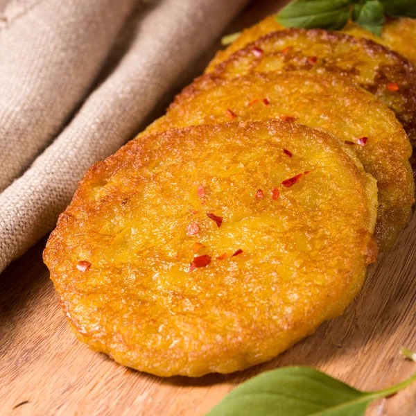 Potato pancakes with pumpkin puree — Stock Photo, Image