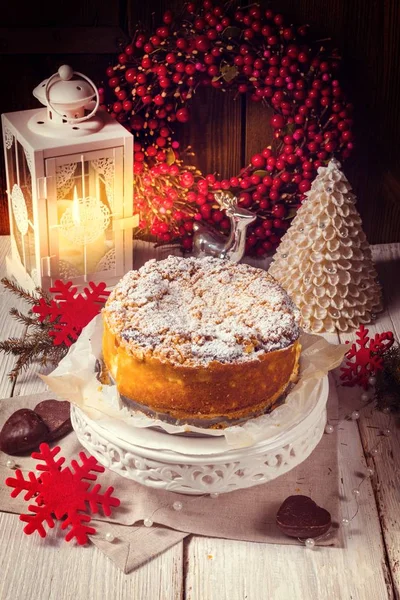 Christmas Cheesecake på bordet — Stockfoto