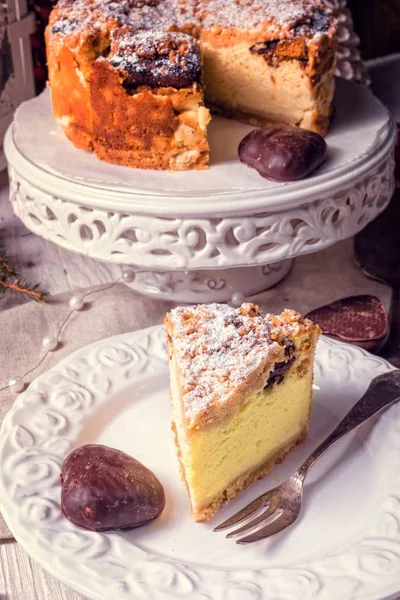 Kerst Cheesecake op tafel — Stockfoto