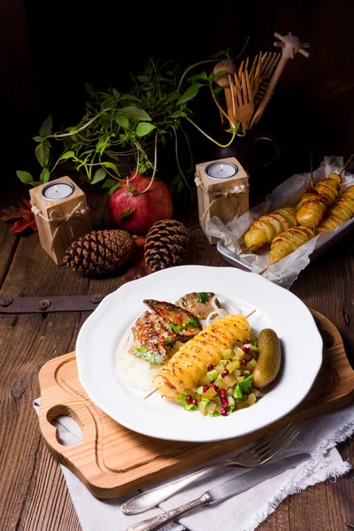 Gebratene Leber mit gebratenen Kartoffeln — Stockfoto