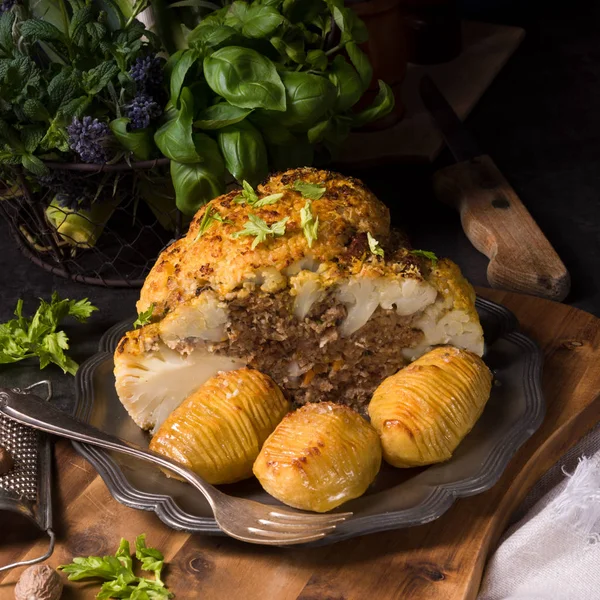 Cavolfiore ripieno con patate — Foto Stock