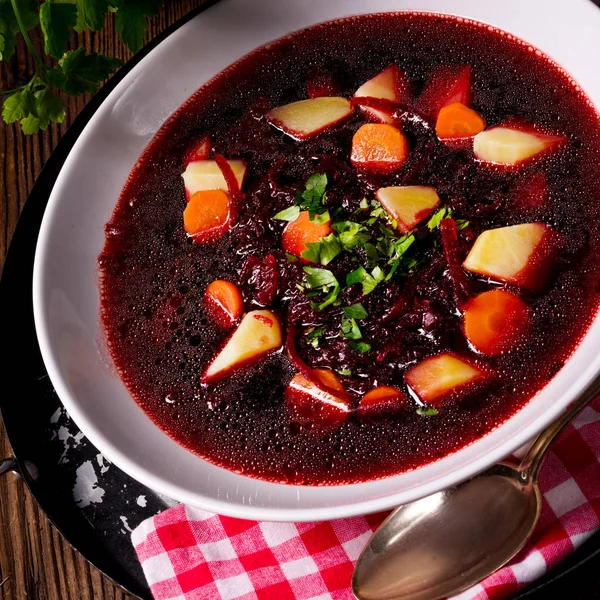 Borscht polacco in piatto — Foto Stock