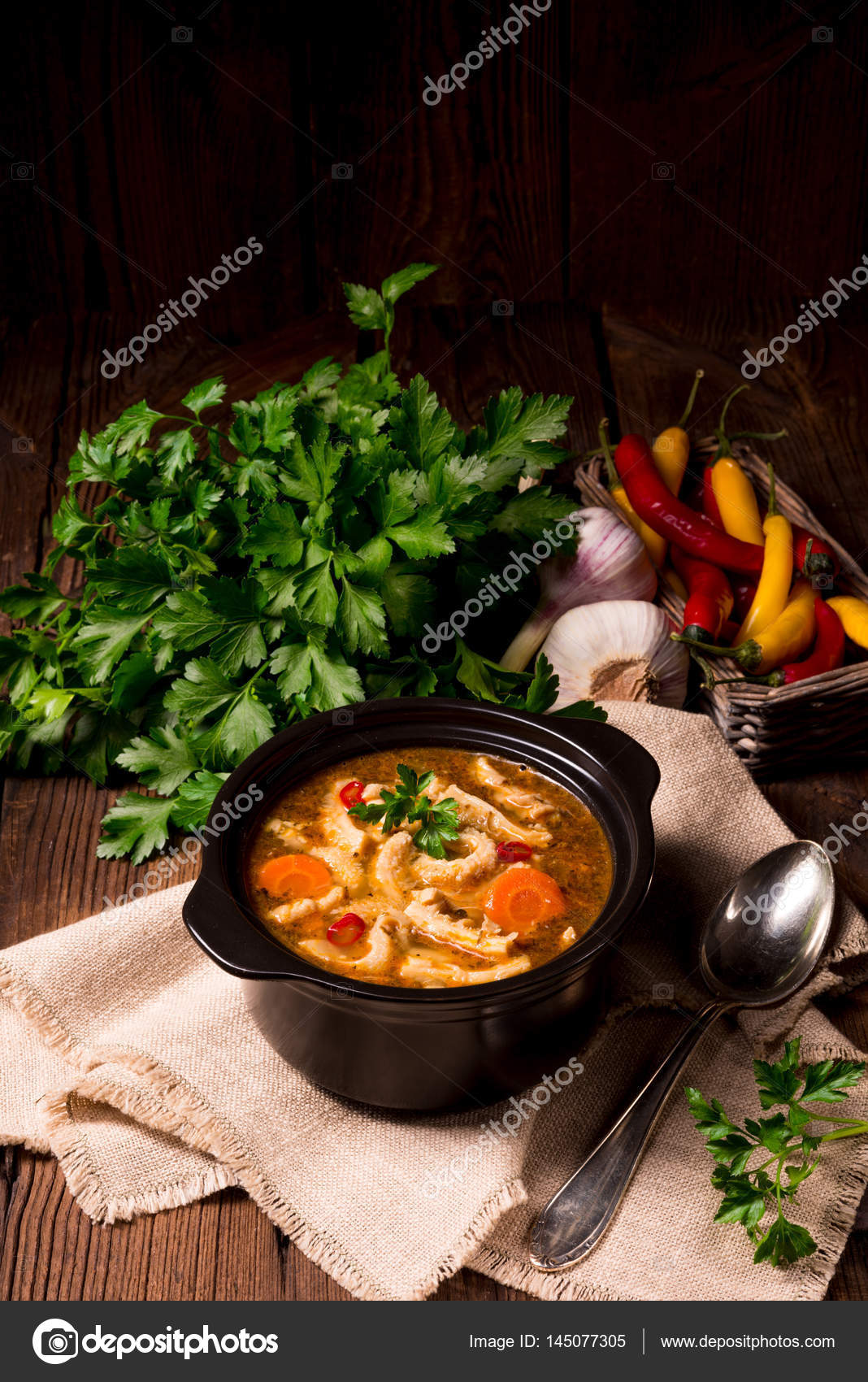 Polish Flaczki soup with parsley Stock Photo by ©dar19.30 145077305