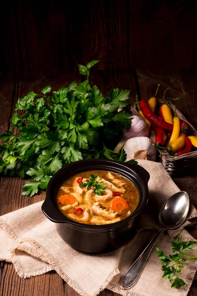 Polish Flaczki soup with parsley — Stock Image Polish Flaczki soup with parsley Stock Image