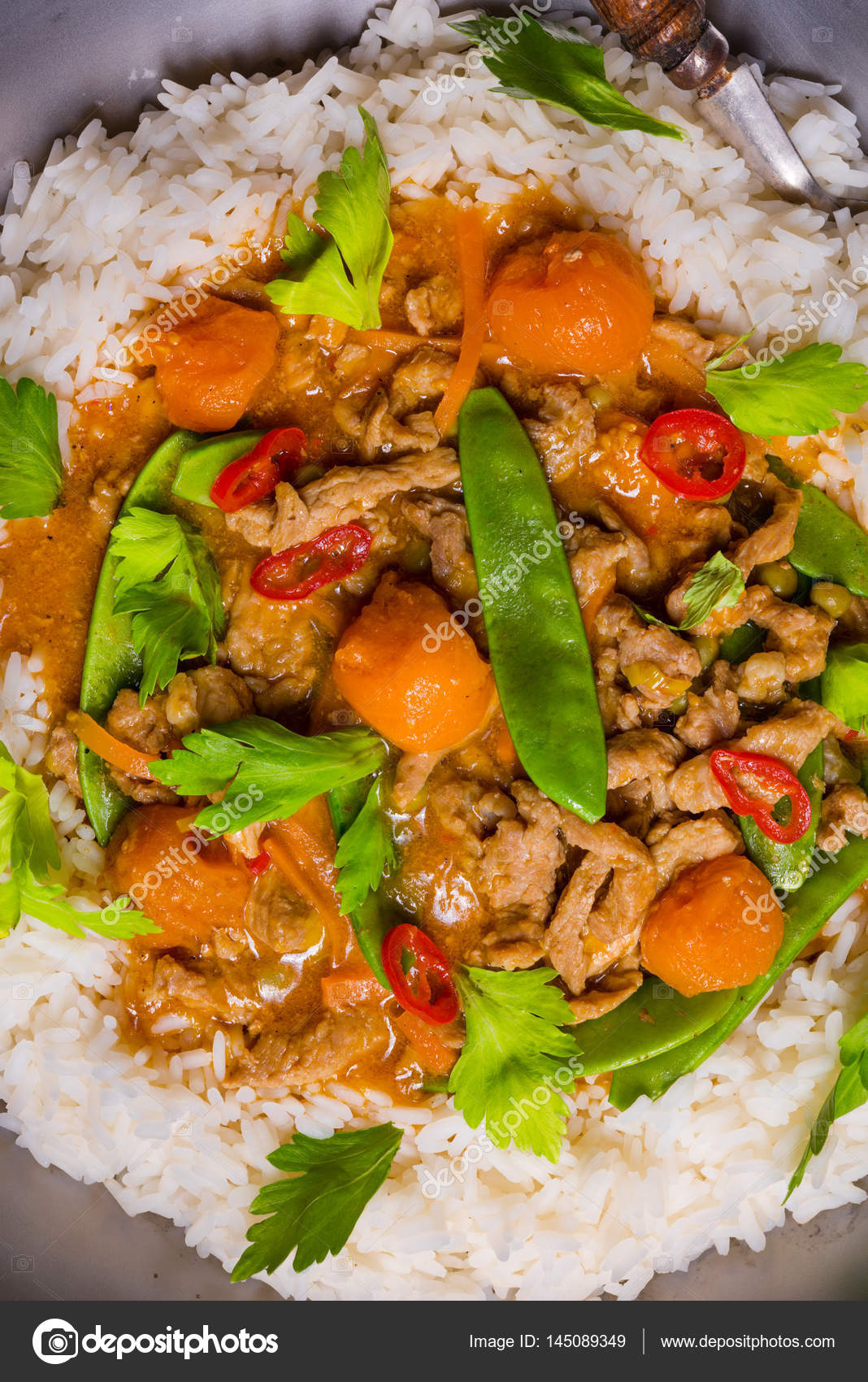 Veal Fricassee with rice — Stock Photo © dar19.30 145089349