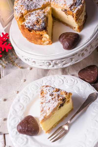Homemade Christmas Cheesecake — Stock Photo, Image