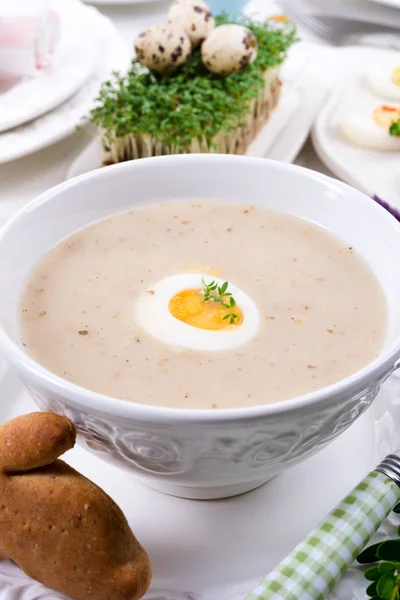 Polish Easter Soup Served Bowl — Stock Photo, Image