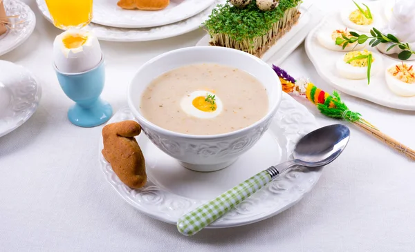 Polish Easter Soup Served Bowl — Stock Photo, Image