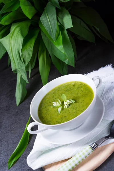 Wild garlic soup — Stock Photo, Image