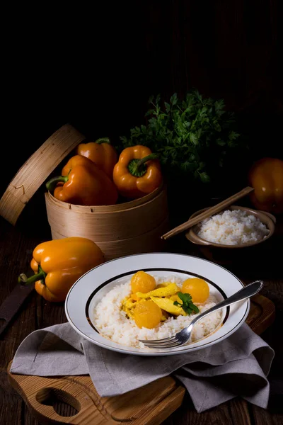 Chicken with curry cream sauce — Stock Image Chicken with curry cream sauce Stock Photo