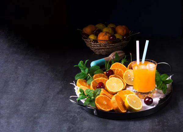 Orange lemonade with lemon — Stock Photo, Image