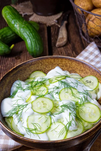 Cucumber salad with yogurt — Stock Photo, Image