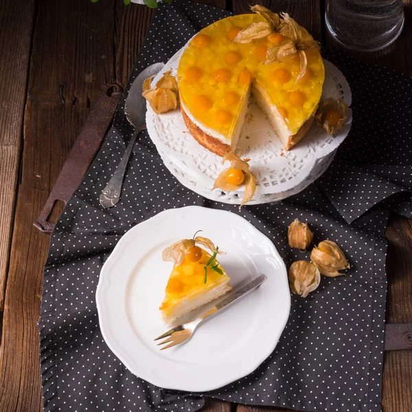 Delicious cake with Physalis — Stock Photo, Image