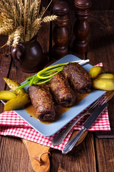 Bakad nötkött rouladerna — Stockfoto