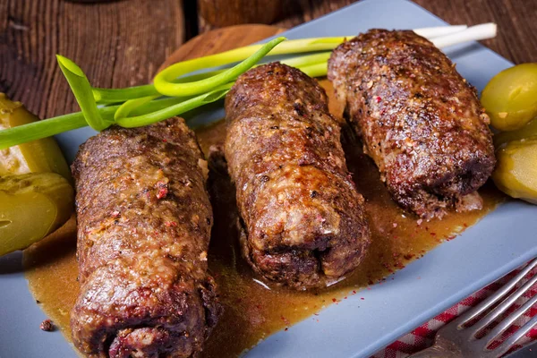 Carne de vaca assada Roulades — Fotografia de Stock