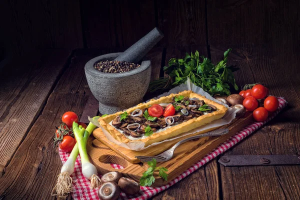 Torta de cogumelos com ricota — Fotografia de Stock