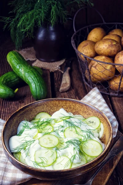 Cucumber salad with yogurt — Stock Photo, Image