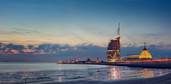 Vista do pôr do sol de Bremerhaven Beach — Fotografia de Stock