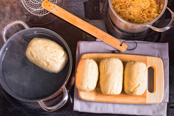 Original Bohemian dumplings preparation — Stock Photo, Image