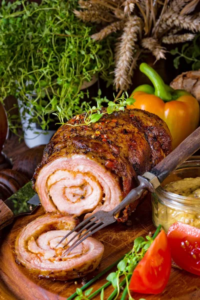 Roasted fully bacon roll — Stock Photo, Image