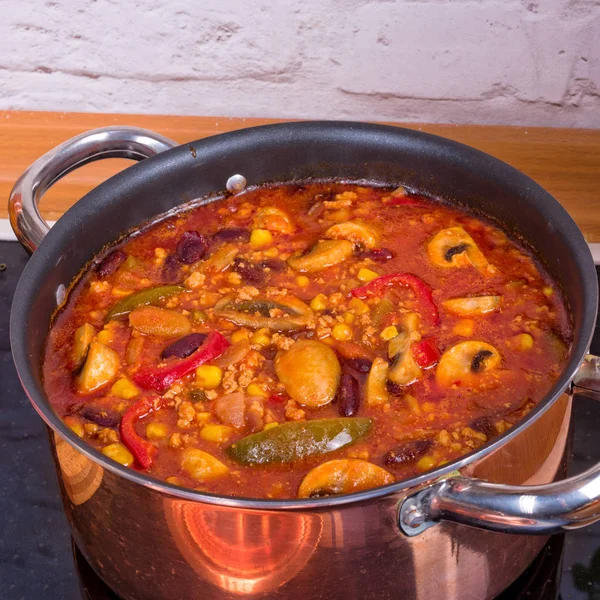 Chili con Carne in saucepan 