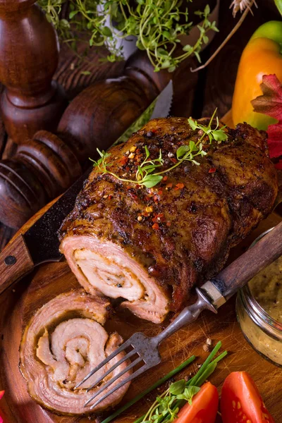 Roasted fully bacon roll — Stock Photo, Image