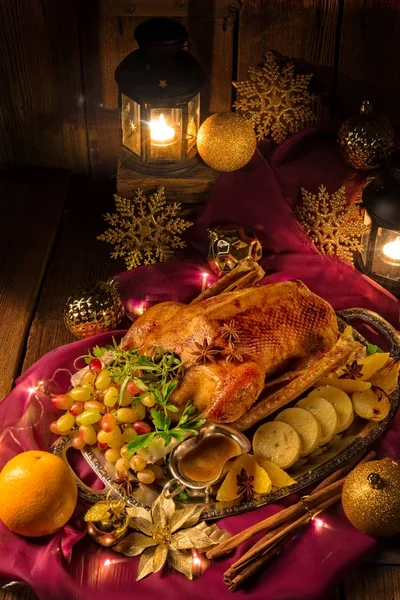 Jantar de ganso de Natal — Fotografia de Stock