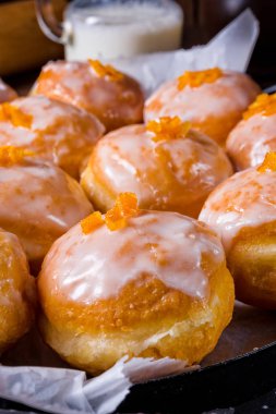 berliner donuts in metal pan 