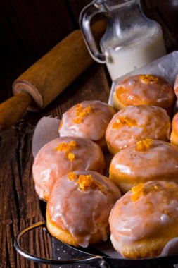 berliner donuts in metal pan 