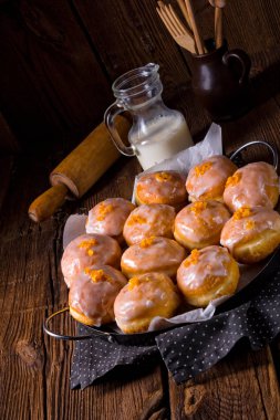 berliner donuts in metal pan 