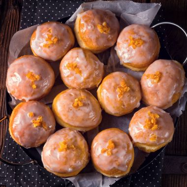 berliner donuts in metal pan 