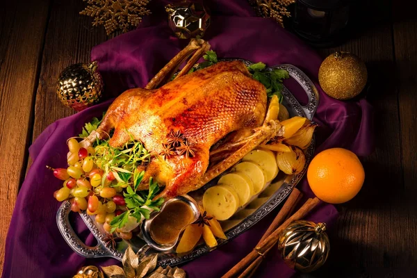 Gans kerstdiner — Stockfoto