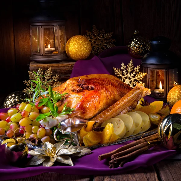Christmas goose dinner — Stock Photo, Image