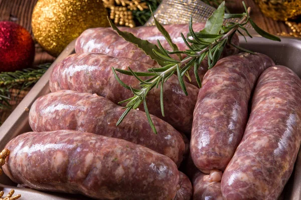 Fresh homemade sausage — Stock Photo, Image