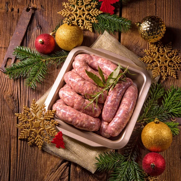 Fresh homemade sausage — Stock Photo, Image